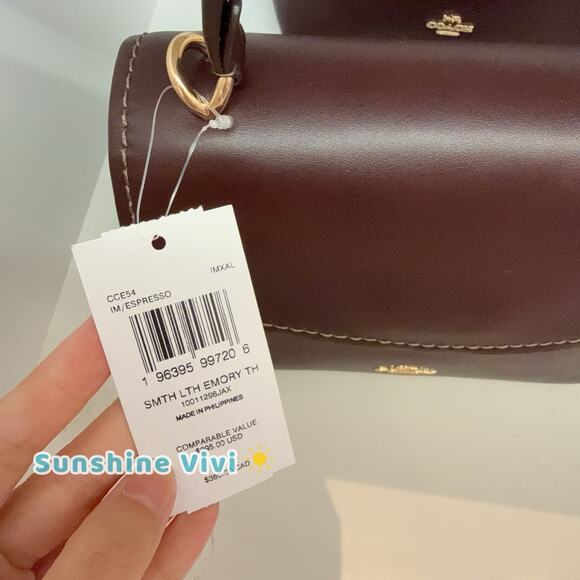 NWT Coach Emory Top Handle Bag Smooth leather CCE54 Gold/ESPRESSO - Picture 3 of 15